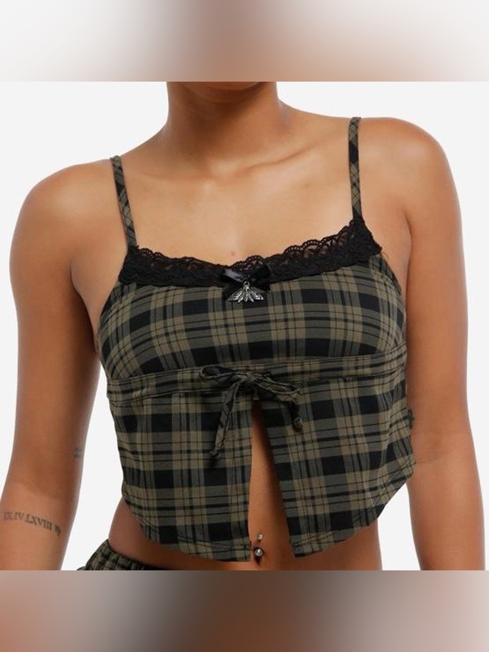 Thorn & Fable Green Plaid Moth Charm Girls
Crop Cami Size 2x BNWT